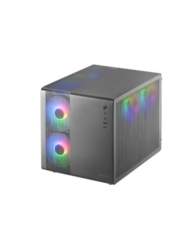 Mars Gaming MC-400 Negro, Caja Gaming Compacta Micro-ATX, Ventana Lateral Completa Cristal Templado, 3x Ventiladores FRGB