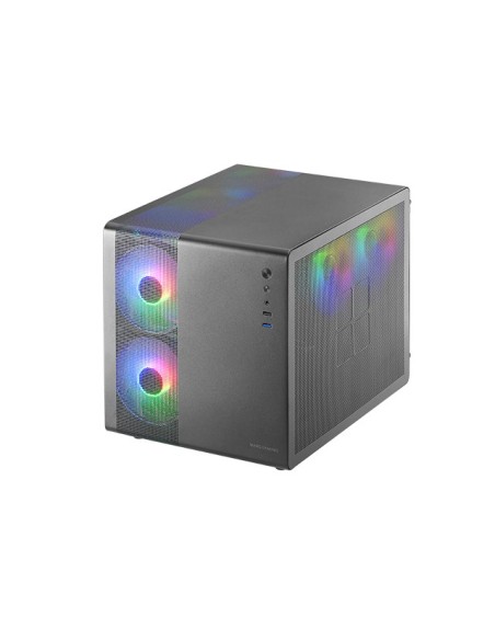 Mars Gaming MC-400 Negro, Caja Gaming Compacta Micro-ATX, Ventana Lateral Completa Cristal Templado, 3x Ventiladores FRGB