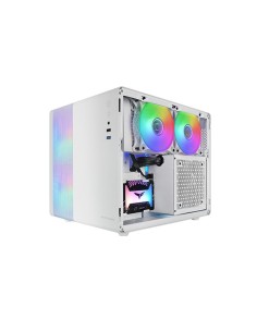 Mars Gaming MC-400, Caja Gaming Compacta Micro-ATX, Ventana Lateral Completa Cristal Templado, 3X Ventiladores FRGB 120mm, 2