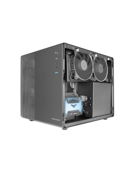 Mars Gaming MC-MPRO Negro, Caja Profesional Compacta Micro-ATX, Ventana Lateral Completa Cristal Templado, 3x Ventiladores