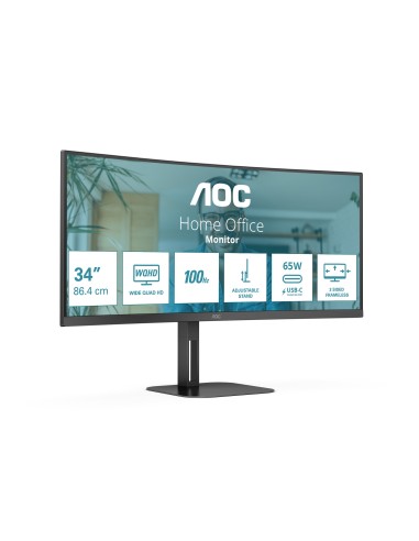 AOC V5 CU34V5C BK pantalla para PC 86,4 cm (34") 3440 x 1440 Pixeles Wide Quad HD LED Negro