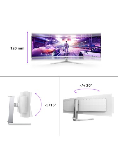 Philips Evnia 8000 49M2C8900 00 pantalla para PC 124,2 cm (48.9") 5120 x 1440 Pixeles Dual QHD QD-OLED Blanco