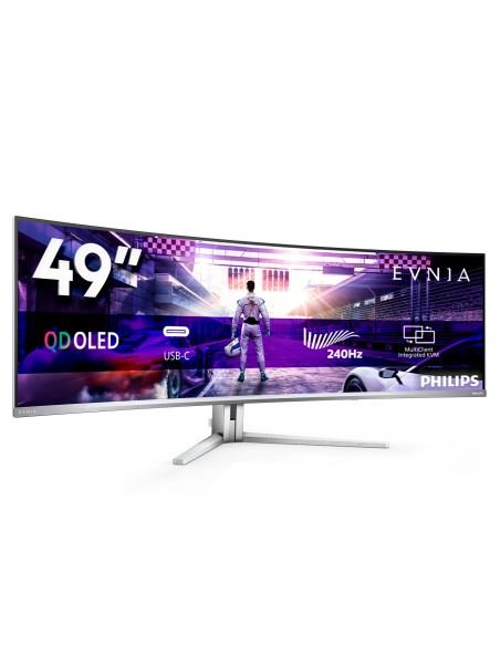 Philips Evnia 8000 49M2C8900 00 pantalla para PC 124,2 cm (48.9") 5120 x 1440 Pixeles Dual QHD QD-OLED Blanco