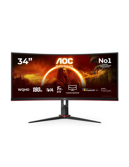 AOC G2 CU34G2XP pantalla para PC 86,4 cm (34") 3440 x 1440 Pixeles UltraWide Quad HD LED Negro, Rojo