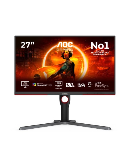 AOC G3 Q27G3XMN BK pantalla para PC 68,6 cm (27") 2560 x 1440 Pixeles 2K Ultra HD LED Negro, Rojo