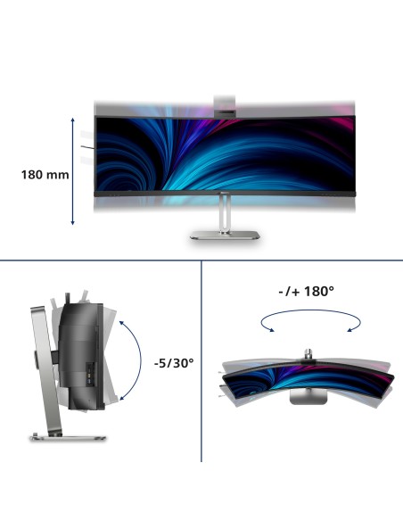 Philips 49B2U6903CH 00 pantalla para PC 124 cm (48.8") 5120 x 1440 Pixeles Dual QHD LCD Gris