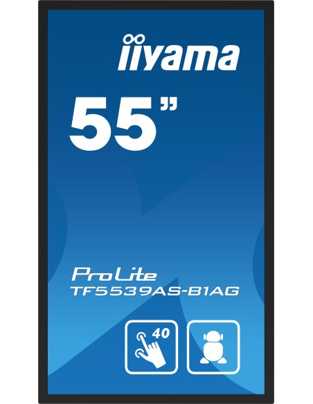 iiyama TF5539AS-B1AG pantalla de señalización Diseño de quiosco 138,7 cm (54.6") LED 435 cd   m² 4K Ultra HD Negro Pantalla