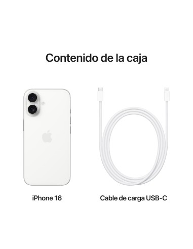 Apple iPhone 16 15,5 cm (6.1") SIM doble iOS 18 5G USB Tipo C 128 GB Blanco