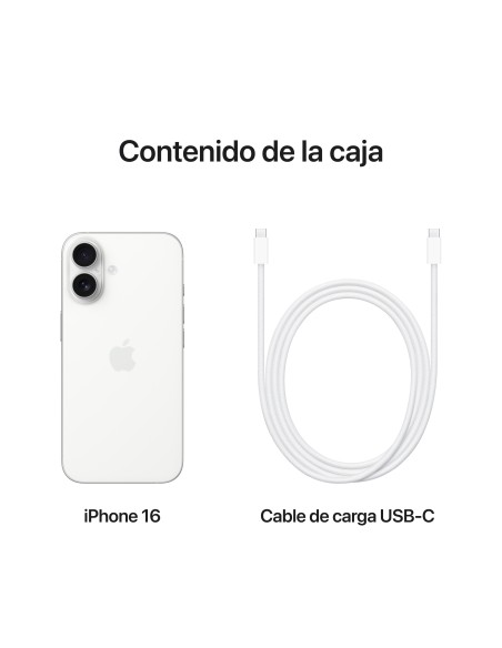 Apple iPhone 16 15,5 cm (6.1") SIM doble iOS 18 5G USB Tipo C 128 GB Blanco