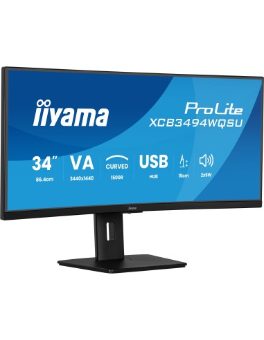 iiyama ProLite XCB3494WQSU-B1 pantalla para PC 86,4 cm (34") 3440 x 1440 Pixeles UltraWide Quad HD LED Negro