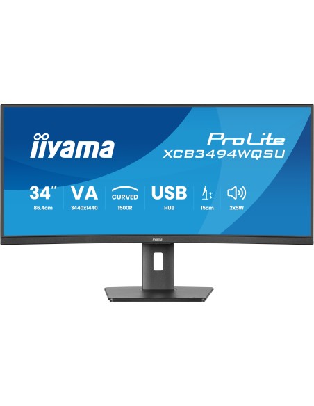 iiyama ProLite XCB3494WQSU-B1 pantalla para PC 86,4 cm (34") 3440 x 1440 Pixeles UltraWide Quad HD LED Negro
