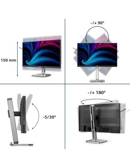 Philips 4000 series 24B2U4301 00 pantalla para PC 60,5 cm (23.8") 1920 x 1080 Pixeles Full HD LCD Gris