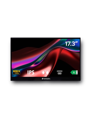 Verbatim 49593 pantalla para PC 43,9 cm (17.3") 1920 x 1080 Pixeles Full HD LCD Pantalla táctil Negro