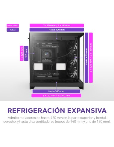 NZXT H9 Flow Midi Tower Negro