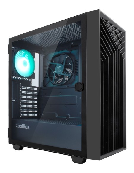 CoolBox GAMING CAJA ATX GA300 GRIDLINE ARGB BLACK USB-C 3.2 GEN1 SIN FTE + 5 VENTILADORES