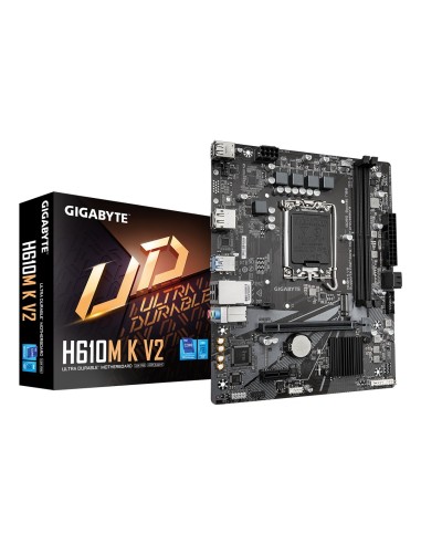 GIGABYTE H610M K V2 Placa base - Procesadores Intel Core 14ª generación, hasta 5600 MHz DDR5, 1xPCIe 3.0 M.2, LAN 1GbE, USB 3.2