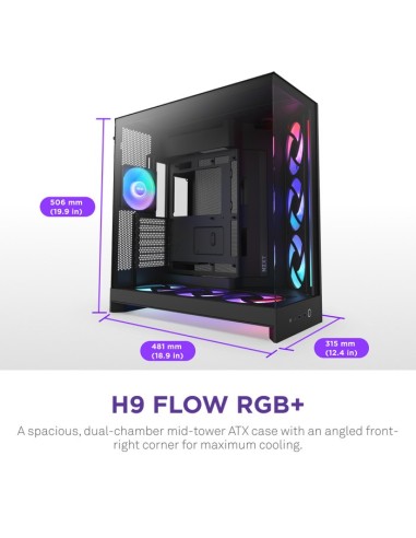 NZXT H9 Flow RGB+ Midi Tower Negro