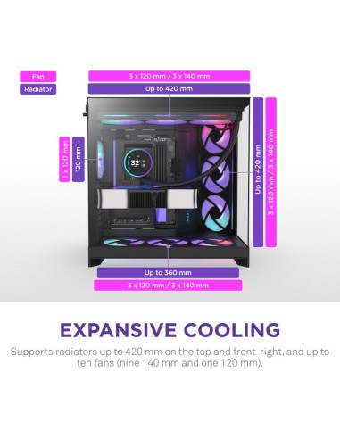 NZXT H9 Flow RGB+ Midi Tower Negro