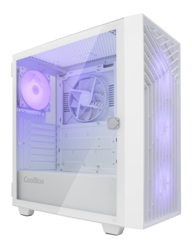 CoolBox GAMING CAJA ATX GA300 GRIDLINE ARGB WHITE USB-C 3.2 GEN1 SIN FTE + 5 VENTILADORES