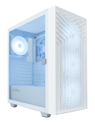 CoolBox GAMING CAJA ATX GA300 GRIDLINE ARGB WHITE USB-C 3.2 GEN1 SIN FTE + 5 VENTILADORES