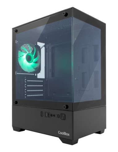 CoolBox Gaming Caja MATX GM200 Vision Lite Negra USB-C 3.2 Gen1 Sin Fte + 1 Vent. ARGB