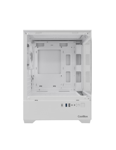 CoolBox Gaming Caja MATX GM200 Vision Lite Blanca USB-C 3.2 Gen1 Sin Fte + 1 Vent. ARGB