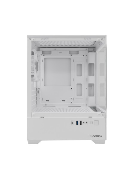 CoolBox Gaming Caja MATX GM200 Vision Lite Blanca USB-C 3.2 Gen1 Sin Fte + 1 Vent. ARGB