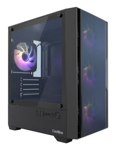 CoolBox Gaming caja MATX GM220 fusion negra mesh USB-C 3.2 gen1 sin fte+ 4 vent. ARGB