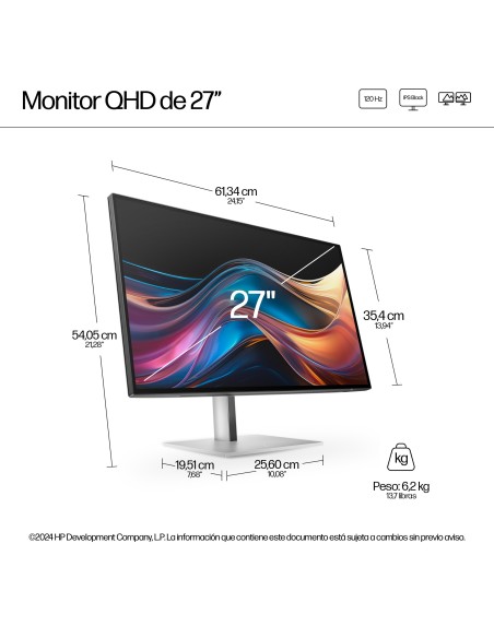 HP Series 7 Pro Monitor QHD Pro de la serie 7 de 27 pulgadas  727pq sin PVC