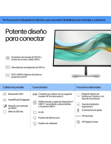 HP Series 5 Pro Monitor QHD USB-C Pro de la serie 5 de 27 pulgadas  527pu