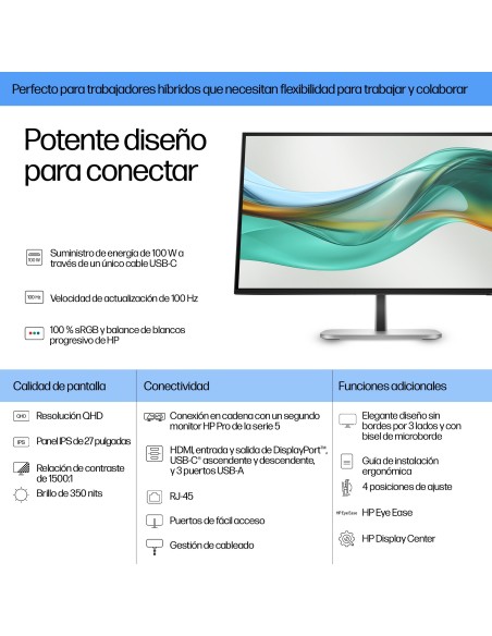 HP Series 5 Pro Monitor QHD USB-C Pro de la serie 5 de 27 pulgadas  527pu