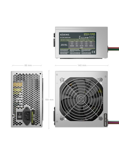 AISENS Fuente Alimentacion ATX 500W OEM, Plata