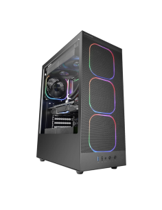 CAJA ATX MARS GAMING MC-NEBULA MESH 4xVENT ARGB GPU MAX 302MM CPU MAX 160MM SIN F.A USB-C NEGRO