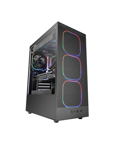 CAJA ATX MARS GAMING MC-NEBULA MESH 4xVENT ARGB GPU MAX 302MM CPU MAX 160MM SIN F.A USB-C NEGRO