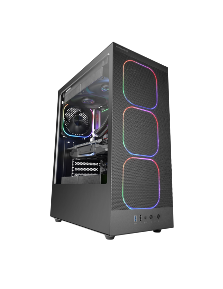 CAJA ATX MARS GAMING MC-NEBULA MESH 4xVENT ARGB GPU MAX 302MM CPU MAX 160MM SIN F.A USB-C NEGRO