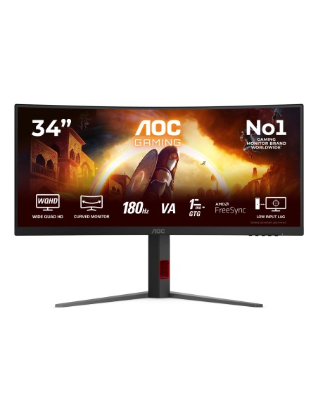 AOC G4 CU34G4 pantalla para PC 86,4 cm (34") 3440 x 1440 Pixeles Wide Quad HD LED Negro, Rojo