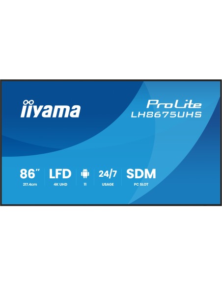 iiyama LH8675UHS-B2AG pantalla de señalización Pantalla plana para señalización digital 2,17 m (85.6") LCD Wifi 500 cd   m² 4K