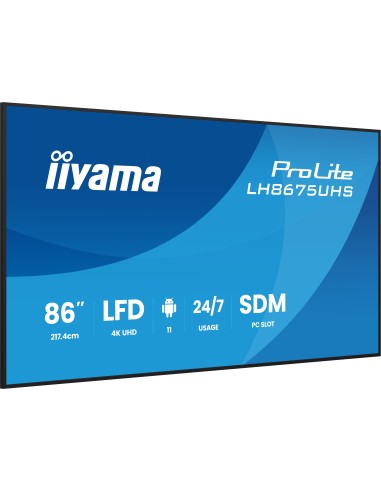 iiyama LH8675UHS-B2AG pantalla de señalización Pantalla plana para señalización digital 2,17 m (85.6") LCD Wifi 500 cd   m² 4K