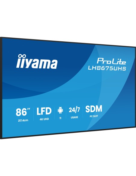 iiyama LH8675UHS-B2AG pantalla de señalización Pantalla plana para señalización digital 2,17 m (85.6") LCD Wifi 500 cd   m² 4K