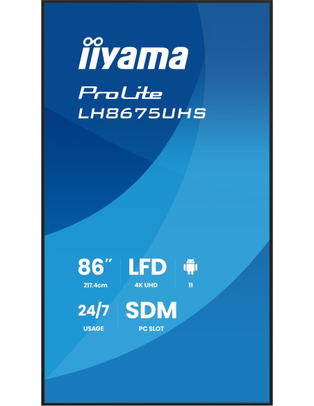 iiyama LH8675UHS-B2AG pantalla de señalización Pantalla plana para señalización digital 2,17 m (85.6") LCD Wifi 500 cd   m² 4K