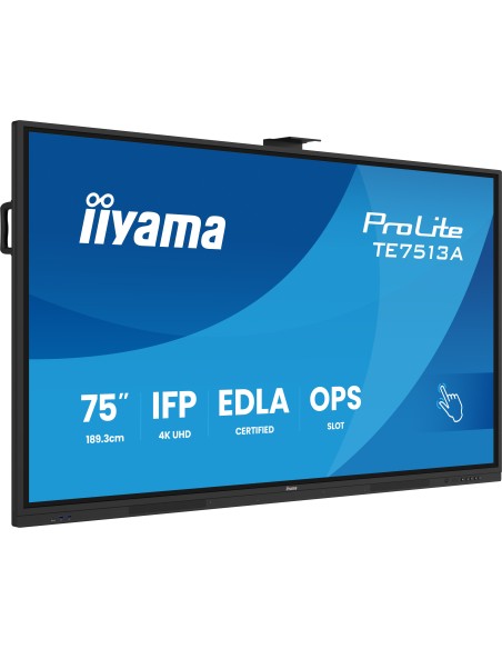 iiyama TE7513A-B2AG pantalla de señalización Panel plano interactivo 190,5 cm (75") Wifi 500 cd   m² 4K Ultra HD Negro Pantalla