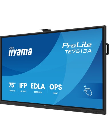 iiyama TE7513A-B2AG pantalla de señalización Panel plano interactivo 190,5 cm (75") Wifi 500 cd   m² 4K Ultra HD Negro Pantalla