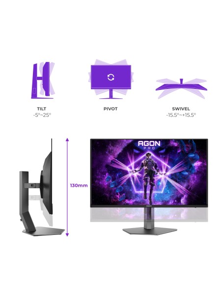 AOC AGON PRO AG326UZD2 pantalla para PC 80 cm (31.5") 3840 x 2160 Pixeles 4K Ultra HD OLED Negro