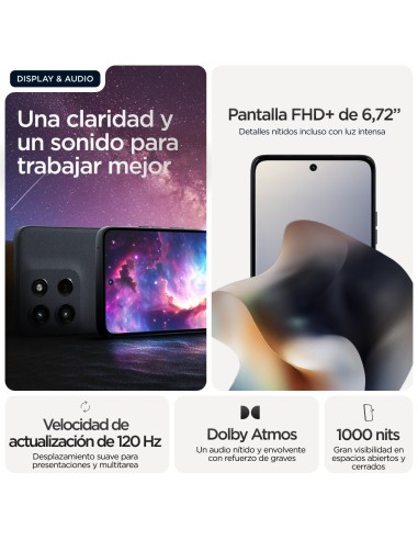 Motorola moto g56 5G 17,1 cm (6.72") Ranura híbrida Dual SIM Android 15 USB Tipo C 8 GB 256 GB 5200 mAh Negro