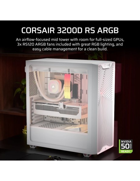 Corsair Midi Tower 3200D RS ARGB PC Case Blanco
