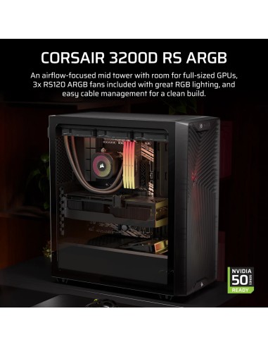 Corsair 3200D RS ARGB Mid-Tower PC Case - Smoke Midi Tower Negro