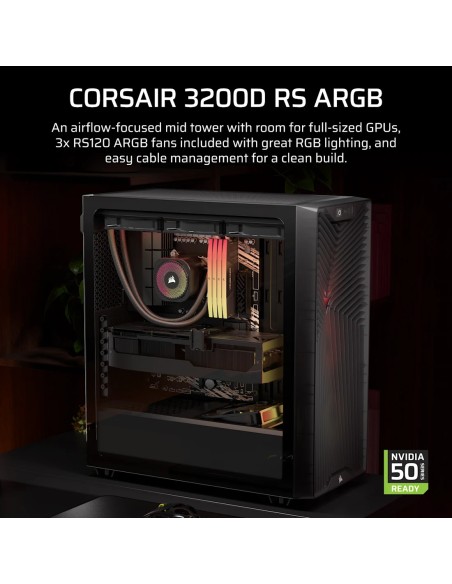 Corsair 3200D RS ARGB Mid-Tower PC Case - Smoke Midi Tower Negro