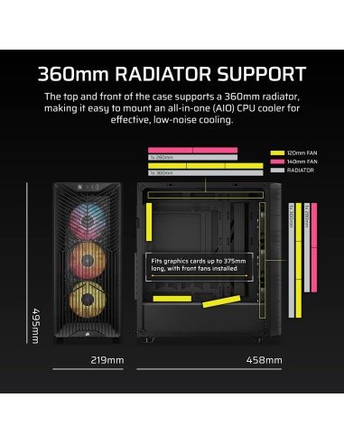 Corsair 3200D RS ARGB Mid-Tower PC Case - Smoke Midi Tower Negro