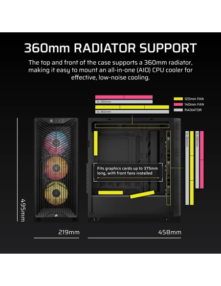 Corsair 3200D RS ARGB Mid-Tower PC Case - Smoke Midi Tower Negro