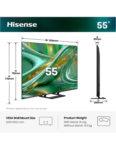 Hisense 55E8S 139,7 cm (55") 4K Ultra HD Smart TV Wifi Negro